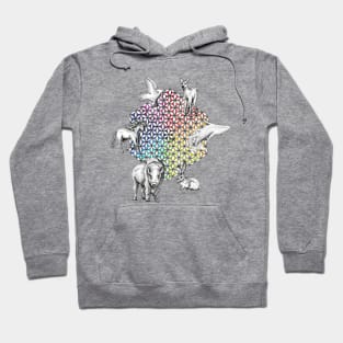 Flower of Life White Totem Animals Hoodie